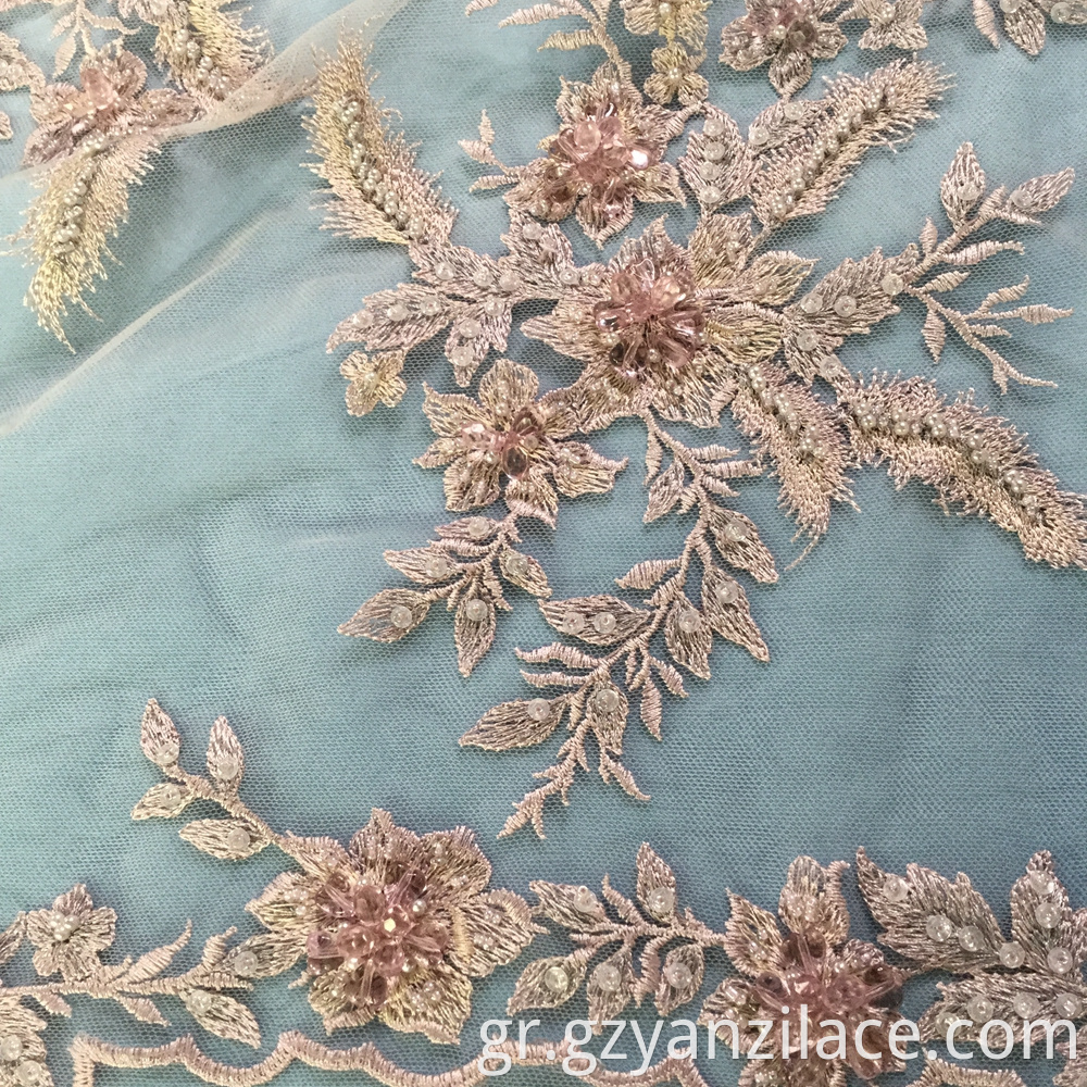 Heavy Beaded Embroidery Lace Fabric